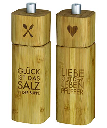 Salt mill Happiness is the salt in the soup + Pepper mill Love gives life pepper on sale