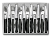 Thumbnail for Victorinox, Swiss Classic, professional cutlery set, 12 pieces, extra sharp blade, serrated edge, 11 cm, robust plastic handle, stainless steel, black on sale
