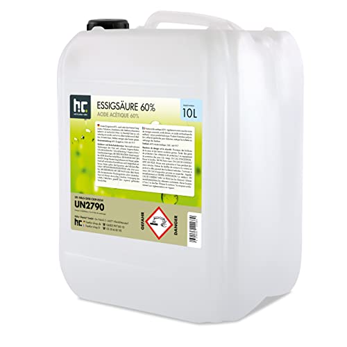Höfer Chemie 10 Essigsäure 60% - optimaler Reiniger und Entkalker - Premium Qualität Made in Germany - frisch abgefüllt im handlichen Kanister im Sale