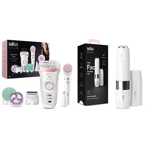 Braun Silk-épil 9 Beauty Set, Epilator for Women for Hair Removal &amp; Face Mini Hair Remover, Electric Facial Hair Remover for Women on Sale