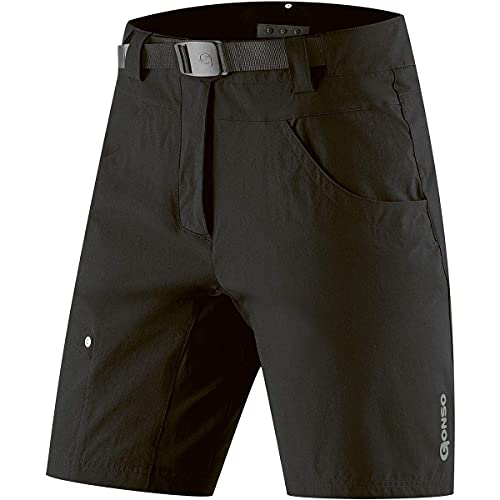Gonso Mira, women's cycling shorts, 2-in-1 bike shorts with stretch insert over the seat, button-in cycling underpants with Relax Gel Comfort seat pad, wide fit, PFC-free, black, size: 42 on sale