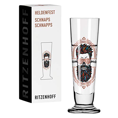 Ritzenhoff 1068240 Schnaps-Glas ml – Serie Heldenfest, Motiv Nr. 4 – Hipster – rund und mehrfarbig – Made in Germany im Sale