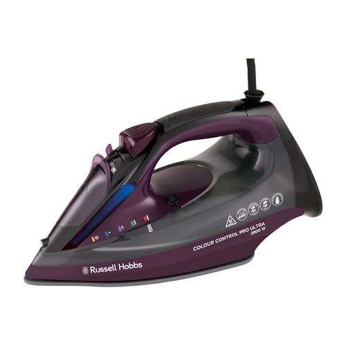 Russell Hobbs Dampfbügeleisen, Keramik-Antihaft-Bügelsohle,195g Dampfstoß, 50g variabler Dampf, 380ml Wassertank,Selbstreinigung,Anti-Kalk-&Anti-Tropf-Funktion,Farbkontrollleuchte, 2800W, 27281-56 im Sale