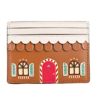 Thumbnail for Kate Spade Gingerbread House Small Slim Card Holder Wallet Leather