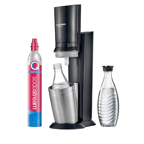 SodaStream Wassersprudler CRYSTAL 3.0 mit Quick-Connect CO2-Zylinder| inkl. 2x 0,8L CRYSTAL Glasflasche | Farbe: Titan im Sale