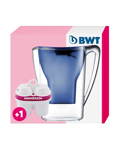 BWT Penguin inkl Filter mit 1 Magnesium Filterkartusche | Wasserfilter Trinkwasser | Filtert Kalk, Chlor, Blei & Kupfer Filterkannen, dunkelblau
