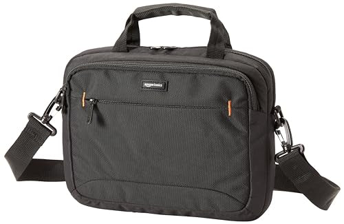 Amazon Basics Compact Laptop Bag, Shoulder Bag/Carrying Case with Accessory Pockets, for Laptops up to 15.6 inches (39.6 cm), Black, 1 Piece on Sale