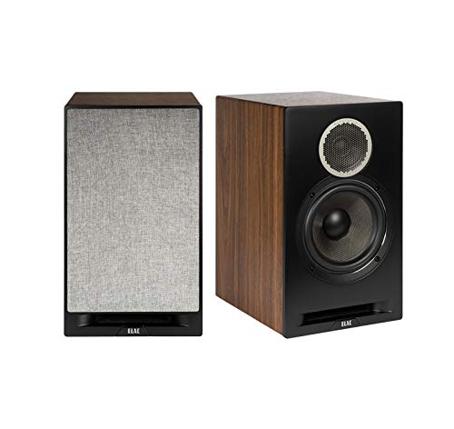 ELAC Debüt Reference 16,5 cm Bücherregal-Lautsprecher, Walnuss oder Eiche, 1 Paar Bücherregal-Stereo-Lautsprecher für Heim-Audio, Schwarze Schallwand mit Walnuss-Seiten im Sale