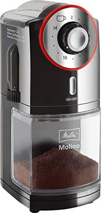 Thumbnail for Melitta Molino Kaffeemühle – Elektrische Kaffeemühle für bis zu 200g Kaffeebohnen mit 17 individuellen Mahlstufen, für 2–14 Tassen Kaffee, schwarz/rot im Sale