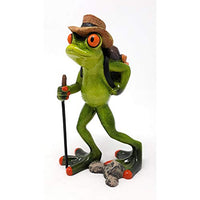 Thumbnail for Frosch Wanderer mit Wanderstock Rucksack Kunststein hellgrün im Sale