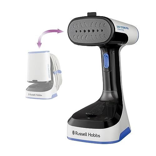 Russell Hobbs Dampfglätter [klappbar, platzsparende Kabelaufbewahrung] Steam & Fold (1500W, schnellaufheizend, inkl. Aufsatz für Stoffe, 3m langes Kabel, Reisebügeleisen) Bügeleisen 26740-56 im Sale