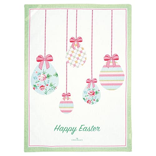 GreenGate COTTEAPPAEA0112 Alma tea towel Easter White 70 x 50 cm on sale