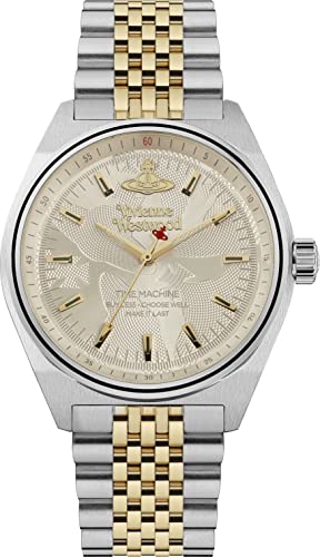 Vivienne Westwood women's quartz movement wristwatch, 40.00mm case size with purple analog dial and gold metal bracelet VV251WGSG on sale