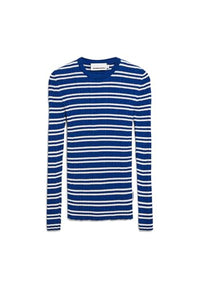 Thumbnail for ARMEDANGELS Damen Pullover aus Bio-Baumwolle ALAANIA CHIFFRON STR Fitted Lapis Blue-Oatmilk im Sale