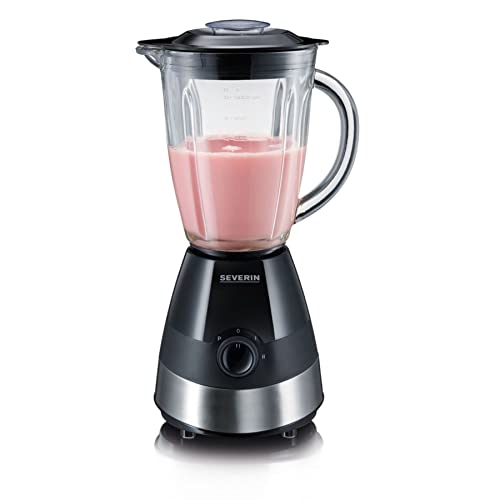 SEVERIN Stand Mixer with 1.5 l Glass Mixing Jug, 2-Speed ​​Mixer with Pulse Function, Powerful Kitchen Mixer with Stainless Steel Blade, 550 W, Brushed Stainless Steel/Black, SM 3718 on Sale