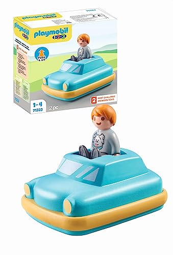 PLAYMOBIL 1.2.3 71323 Push &amp; Go Car, Toy Car with Flywheel Motor, Educational Toy for Toddlers, Toy for Children 12 Months and Up on Sale