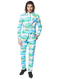 Thumbnail for OppoSuits Herren Opposuits Crazy Prom Suits For Men – Flaminguy Anzug - Komplettes Set: Jackett, Hose und Krawatte, Blau, 58