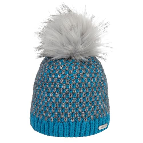 GIESSWEIN Beanie Brandstein – Women's hat with fluffy faux fur pompom, 2-color knitted wool hat with fleece lining, stylish winter hat on sale