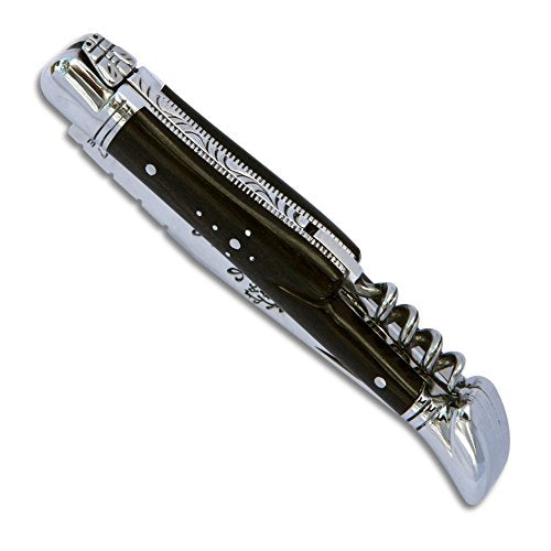 LAGUIOLE knife neck made of ebony with corkscrew and crowns made of stainless steel 12 cm on sale