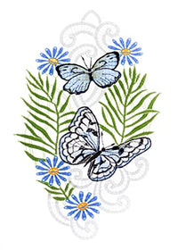 Thumbnail for Fensterbild Plauener Spitze  Schmetterlinge blau HXB 24x16cm im Sale