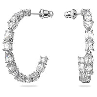 Thumbnail for Swarovski Mesmera Drop Earrings, White and Rhodium-Plated Earrings with Radiant Swarovski Crystals on Sale
