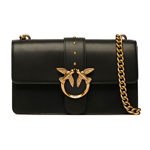 Pinko Women's Love One Classic C Vitello Seta Bag, Z99q_black-Antique Gold on Sale