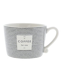 Thumbnail for Bastion Collections Tasse mit Henkel Stripes COFFEE for you Keramik weiss schwarz Keramiktasse Geschirr Küche gedeckter Tisch BC Cup im Sale