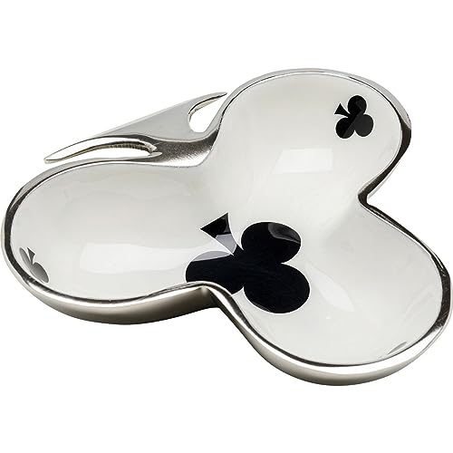 Kare Design Decorative Bowl Clubs Card, Silver, Fruit Bowl, Decorative Bowl, Aluminum, Playing Card Pattern, 3x17x16 cm (H/W/D) on Sale