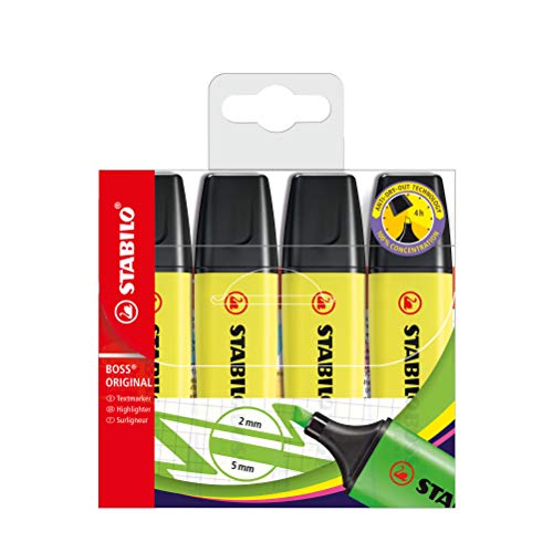 Textmarker - STABILO BOSS ORIGINAL - 4er Pack - gelb im Sale