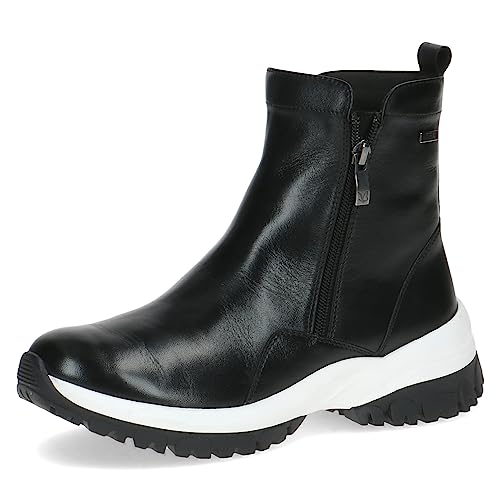 CAPRICE Damen Stiefeletten ohne Absatz Airmotion aus Leder mit Reißverschluss Weite G, Schwarz (Black Nappa), 39 EU im Sale