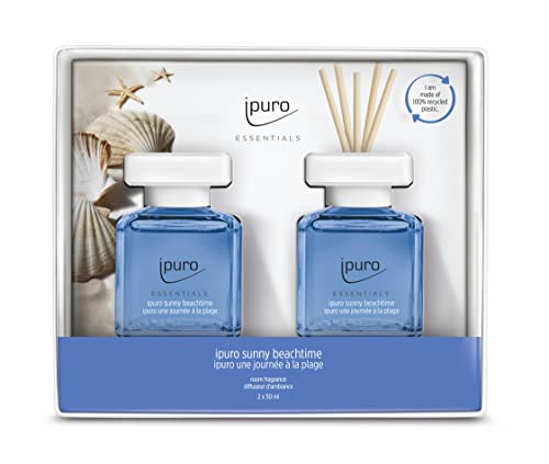 ipuro - Essentials Room Fragrance SUNNY BEACHTIME 2x50ml | Room freshener with grapefruit, lemon &amp; white musk fragrance aroma | Diffuser with sticks | Air freshener for the home on sale