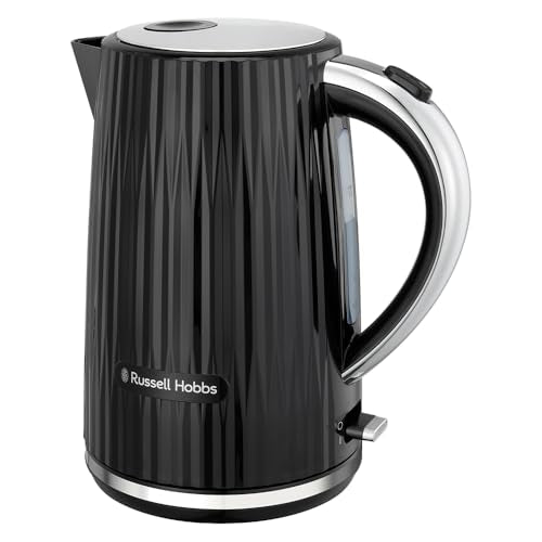 Russell Hobbs Wasserkocher [1,7L 2400W] Eden Schwarz, Edelstahlakzente (herausnehmbarer Kalkfilter,Deckelöffnung per Knopfdruck,Wasserstandsanzeige, leuchtender Schalter, BPA frei) Teekocher 27361-70 im Sale