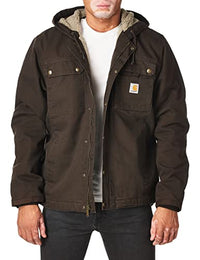 Thumbnail for Carhartt, Herren, Lockere Arbeitsjacke aus ausgewaschenem Segelleinen mit Sherpa-Futter, Schwarz, im Sale