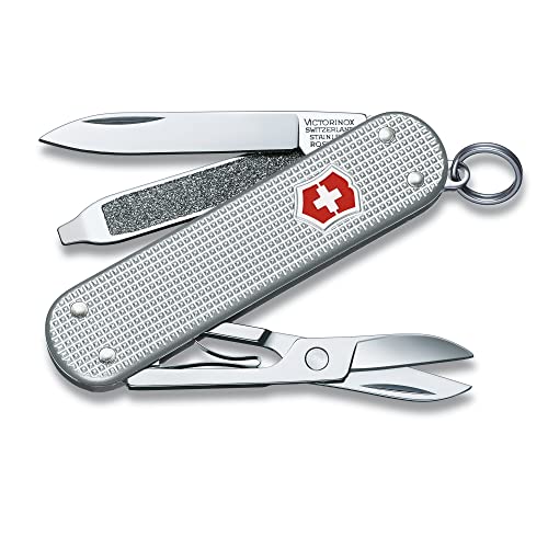 Victorinox Schweizer Taschenmesser, Klein, Classic SD Alox, Multitool, Swiss Army Knife, 5 Funktionen, Klinge, Nagelfeile, Silber im Sale