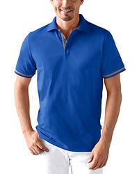Thumbnail for CLINIC DRESS Shirt Polo Herren 1/2 Arm - Regular Fit Polokragen 95% Baumwolle mit Stretch, für Pfleger, Ärzte und Pflegepersonal türkis/dunkelgrau Melange im Sale