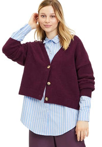 Thumbnail for Tamaris Damen BARONESA Strickjacke, Grape Wine, 38 im Sale