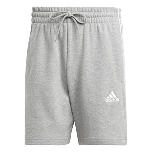 adidas Herren Essentials French Terry 3-Stripes Shorts, Medium Grey Heather, im Sale