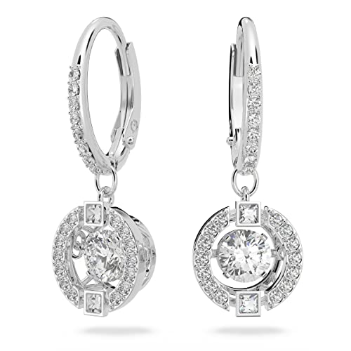 Swarovski Una Ohrringe, Rund, Weiss, Rhodiniert im Sale