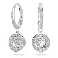 Thumbnail for Swarovski Una Ohrringe, Rund, Weiss, Rhodiniert im Sale