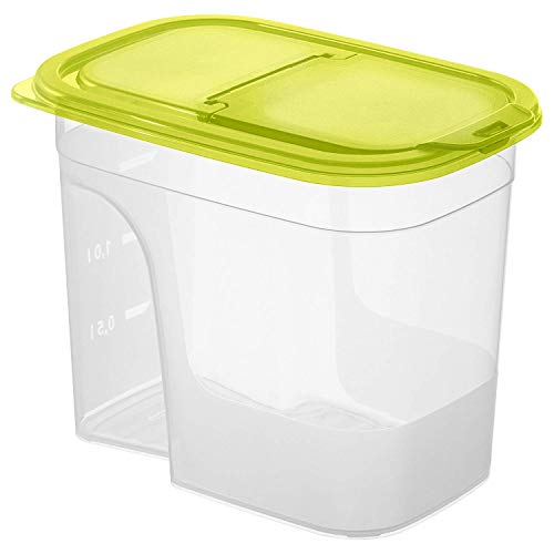 Rotho Sunshine storage container 2.2l with lid and spout, plastic (PP) BPA-free, transparent/green, 2.2l (20.3 x 13.5 x 16.0 cm) on sale