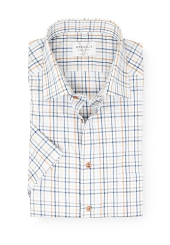 Marvelis Herren Kurzarmhemd Kurzarm Non-Iron Modern Fit,Karo,New Kent, Kragenweite:46 im Sale