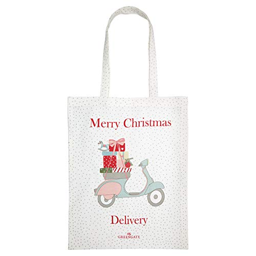 GreenGate - Christmas bag, jute bag - Scooter - White - Cotton - 34 x 45 cm on sale