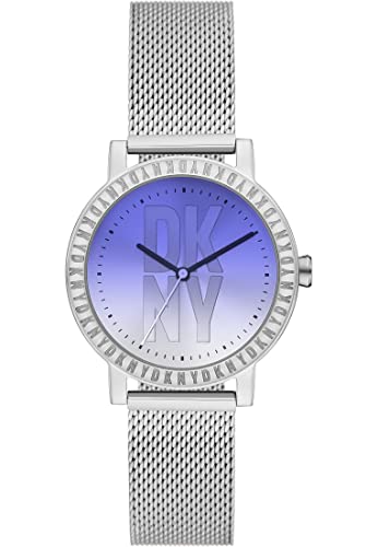 DKNY Women's Soho Watch, Quartz Three-Hand Movement, 28MM Silver-Tone Alloy Case with Stainless Steel Bracelet, NY6646 on Sale