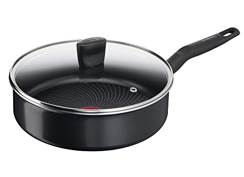 Tefal 24 cm Start'Easy Sauté Pan with Lid, Induction, Titanium Non-Stick Coating, Thermo-Signal at Ideal Frying Temperature, Frying Pan Suitable for All Hobs, Aluminum, Black, C26732 on Sale