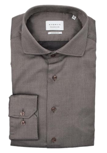 ETERNA Modern Fit Hemd Langarm Haifischkragen Muster braun im Sale