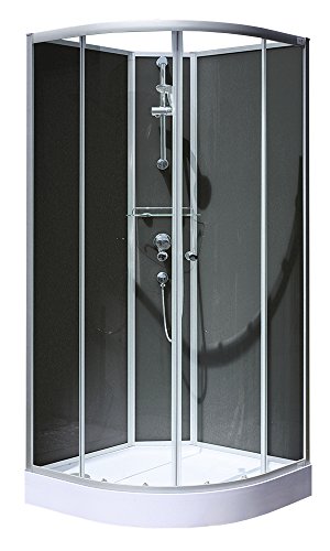 Schulte Komplettdusche Verona, 90 x 90 cm, Runddusche Viertelkreis Radius 550 mm, Sicherheitsglas (ESG) Klar hell (Duschkabine) und Schwarz (Rückwände), inkl, Duschsystem, Duschwanne, Duschtempel im Sale