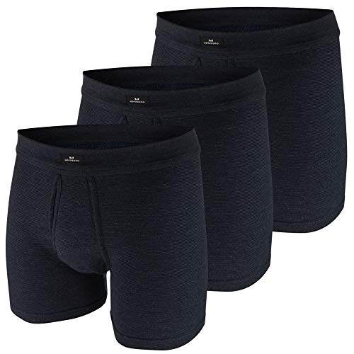 Götzburg Men's Boxer Shorts, 3 Pack, with Fly, Striped, Soft, Some Leg (3XL / (9), Navy/Fine Striped) on Sale