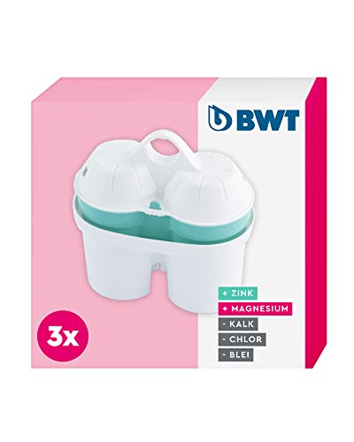 BWT Filterkartusche ZINC + Magnesium Mineralized Water 3 Stück | Mit Zink & Magnesium | Für Alle BWT - Wasserfilter Trinkwasser | Filtert Kalk, Chlor, Blei & Kupfer, Weiß im Sale