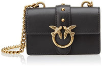 Thumbnail for Pinko Damen Love One Micro C Vitello Seta Tasche, Z99q_schwarz-Antique Gold im Sale