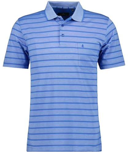 RAGMAN Herren Jersey Softknitpolo gestreift , Blau-718 im Sale